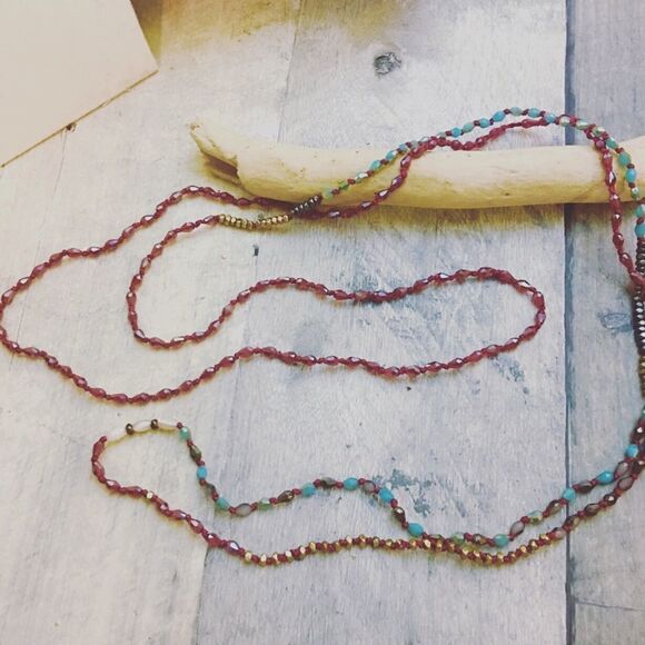 Long 60” multi color mix beads boho necklace - Picture 1 of 8